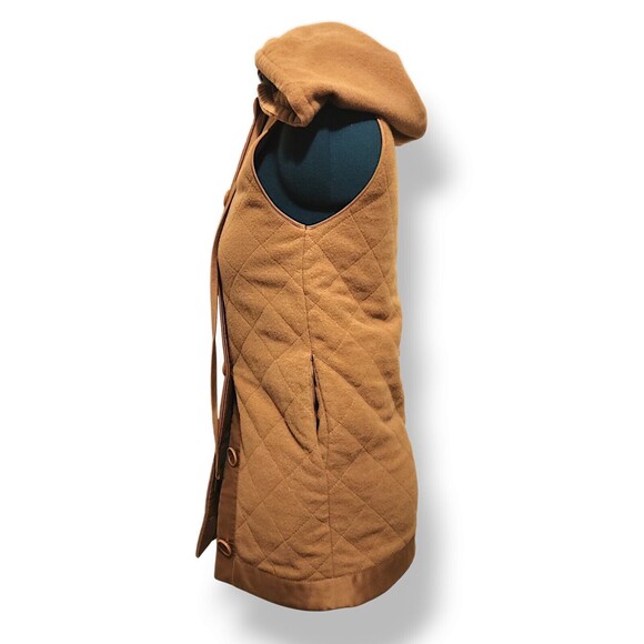 Stella McCartney Brige Sleeveless Wool Quilted Hooded Button Up Vest Sz 38 - Picture 2 of 7